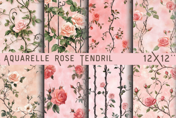 Download Aquarelle Rose Tendril Backdrop - Backdrop Collection