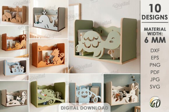 Download 3D Kids Wall Shelves Bundle Laser Cut - Wall Collection