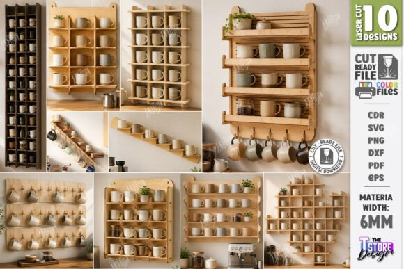 Download Wall Mug Holders Laser Cut Bundle | CNC - Wall Collection