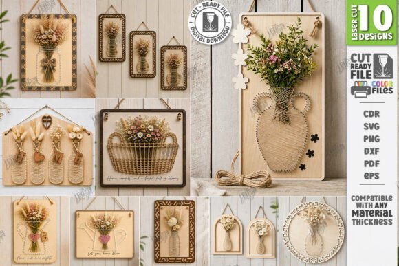 Download DIY String Art Wall Vase Laser Bundle - Wall Collection
