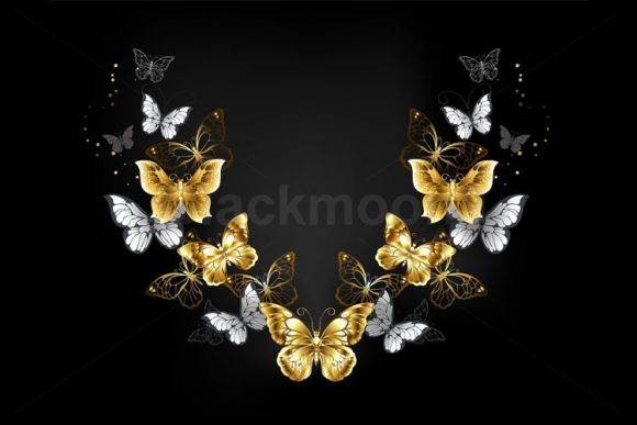 Download Symmetrical Pattern of Gold Butterflies - Symmetrical pattern Collection