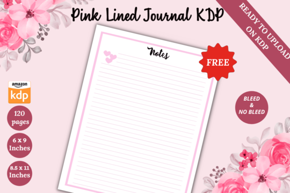 Download FREE Pink Lined Journal KDP Interior - Line Collection