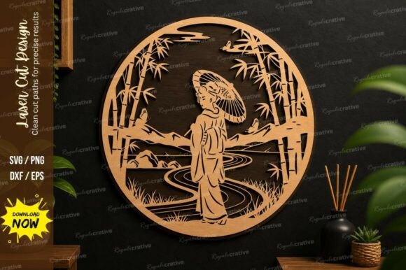 Download Oriental Woman Laser Cut Wall Art - Wall Collection