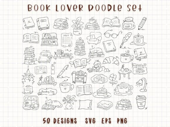 Download Reading Journal Doodle Book Lover Line - Line Collection