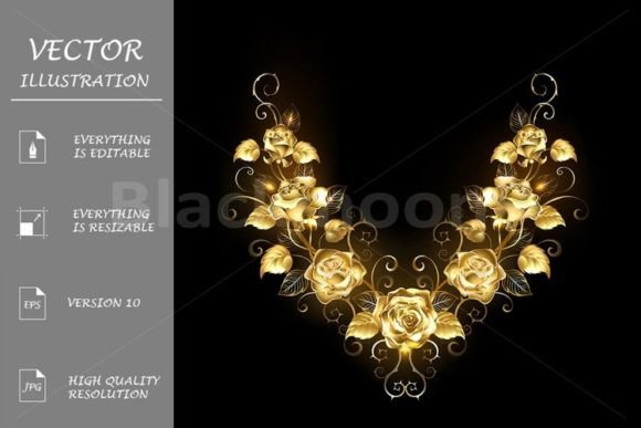 Download Symmetrical Pattern of Golden Roses - Symmetrical pattern Collection