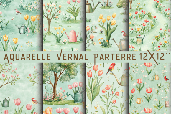 Download Aquarelle Vernal Parterre Backdrop - Backdrop Collection