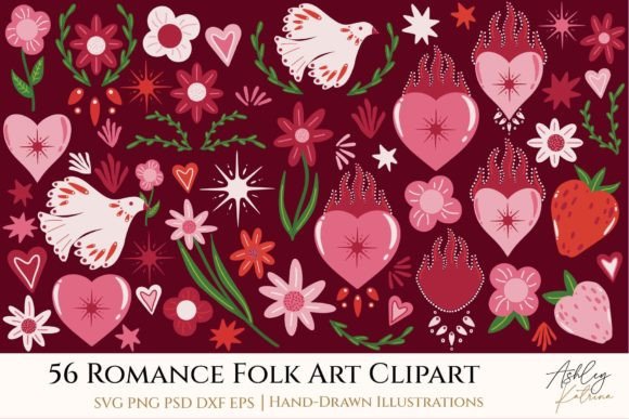 Download Romantic Element Folk Art Clipart - Premium Resources