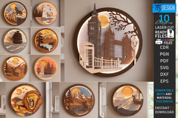 Download 3D Layered Wall Decor Laser Cut Bundle - Wall Collection